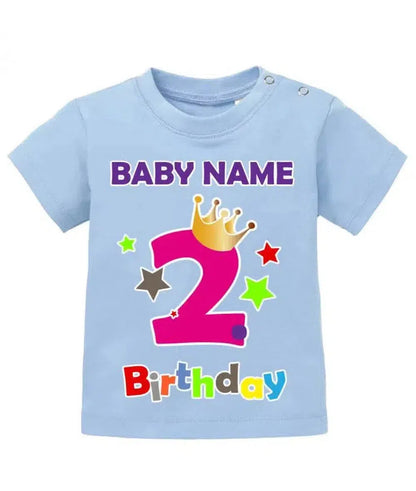 Zweiter Geburtstag mit Wunschnamen - Mädchen - Baby T-Shirt