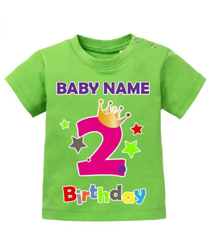 Zweiter Geburtstag mit Wunschnamen - Mädchen - Baby T-Shirt