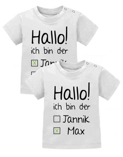 Zwilling Shirts - Hallo ich bin der mit Name angekreuzt - Baby