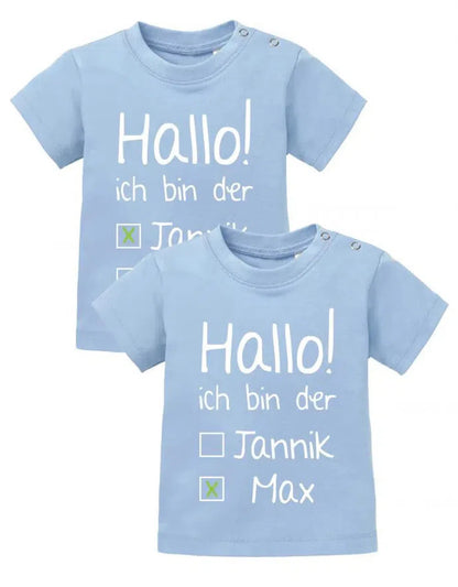 Zwilling Shirts - Hallo ich bin der mit Name angekreuzt - Baby
