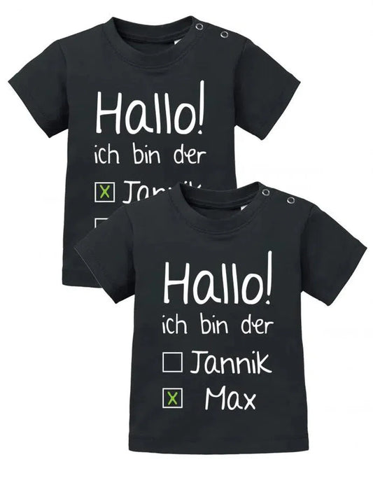 Zwilling Shirts - Hallo ich bin der mit Name angekreuzt - Baby