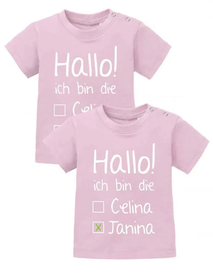 Zwilling Shirts - Hallo ich bin die mit Name angekreuzt - Baby