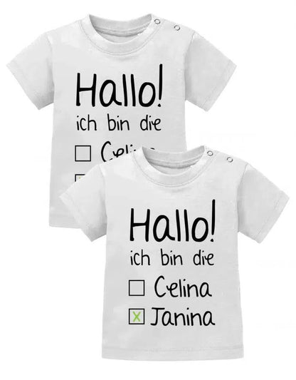 Zwilling Shirts - Hallo ich bin die mit Name angekreuzt - Baby