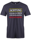 Achtung Ich bin zu dick zum weglaufen - ich kämpfe - Sprüche - Herren T-Shirt - T-Shirt bedrucken mit lustigen Sprüchen bei - myShirtStore