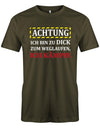 Achtung Ich bin zu dick zum weglaufen - ich kämpfe - Sprüche - Herren T-Shirt - T-Shirt bedrucken mit lustigen Sprüchen bei - myShirtStore