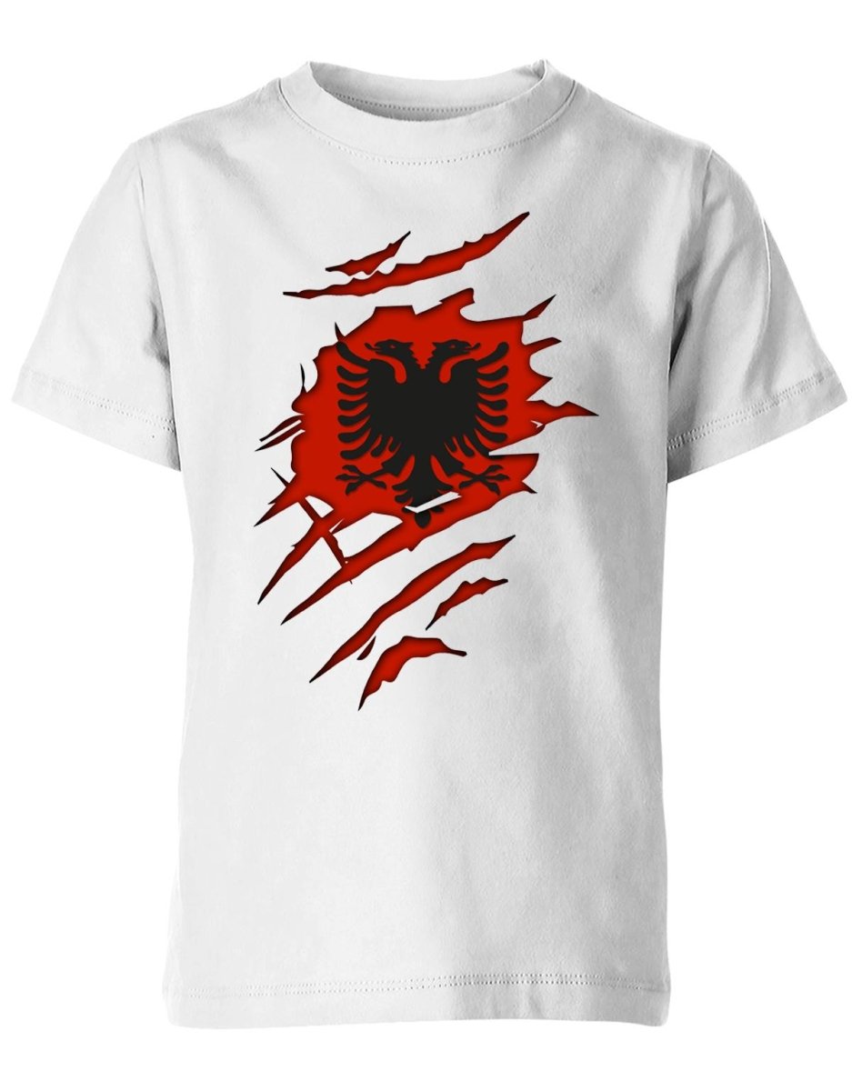 Albanien - aufgerissenes Shirt - Albania Fan - EM WM - Kinder T-Shirt - T-Shirt bedrucken mit lustigen Sprüchen bei - myShirtStore