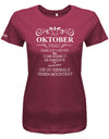 Als Oktober Frau habe ich 3 Seiten - Süße, Verrückte, die du niemals sehen möchtest - Damen T-Shirt - T-Shirt bedrucken mit lustigen Sprüchen bei - myShirtStore