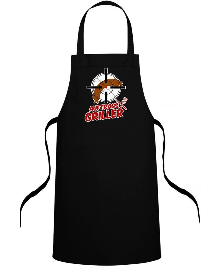 Auftragsgriller die Wurst im Visier Grillschürze - T-Shirt bedrucken mit lustigen Sprüchen bei - myShirtStore