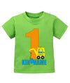 Bagger mit der 1 zum ersten Geburtstag - personalisiert mit Name - Jungen - Baby Shirt - T-Shirt bedrucken mit lustigen Sprüchen bei - myShirtStore