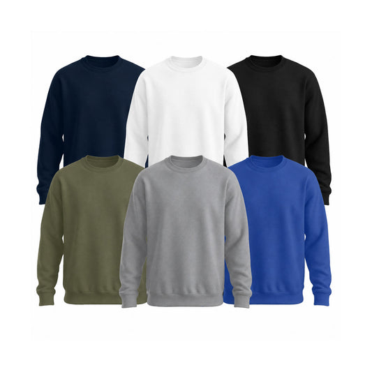 Basic Unisex Pullover in mehreren Farben – Weiß, Grau, Navy, Royalblau, Schwarz und Olive