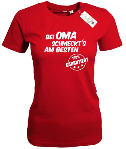 Bei Oma schmeckt´s am besten - Damen T-Shirt - T-Shirt bedrucken mit lustigen Sprüchen bei - myShirtStore