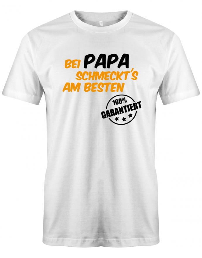 Bei Papa schmeckts am Besten - Garantiert - grillen - Papa Griller Shirt Herren - T-Shirt bedrucken mit lustigen Sprüchen bei - myShirtStore