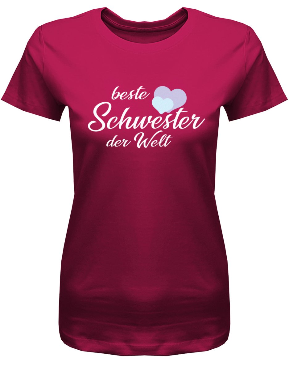 Beste Schwester der Welt - Herzchen - Sister - Damen T-Shirt - T-Shirt bedrucken mit lustigen Sprüchen bei - myShirtStore