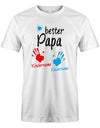 Bester Papa Farbklecks Kinder 2 Handabdruck Wunschname - Papa Shirt Herren - T-Shirt bedrucken mit lustigen Sprüchen bei - myShirtStore