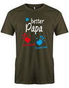 Bester Papa Farbklecks Kinder 2 Handabdruck Wunschname - Papa Shirt Herren - T-Shirt bedrucken mit lustigen Sprüchen bei - myShirtStore