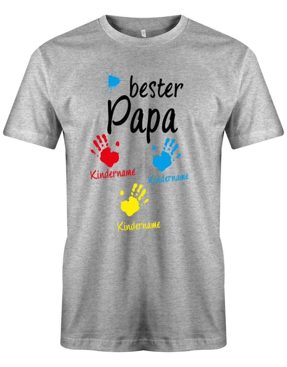 Bester Papa Farbklecks Kinder 3 Handabdruck Wunschname - Papa Shirt Herren - T-Shirt bedrucken mit lustigen Sprüchen bei - myShirtStore