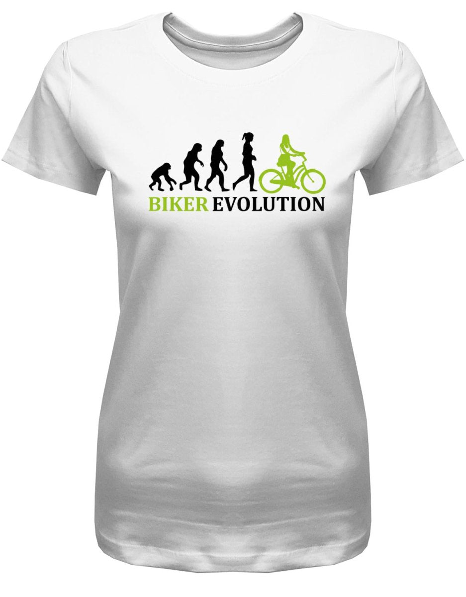 Biker Evolution - Fahrradfahrerin - Damen T-Shirt - T-Shirt bedrucken mit lustigen Sprüchen bei - myShirtStore