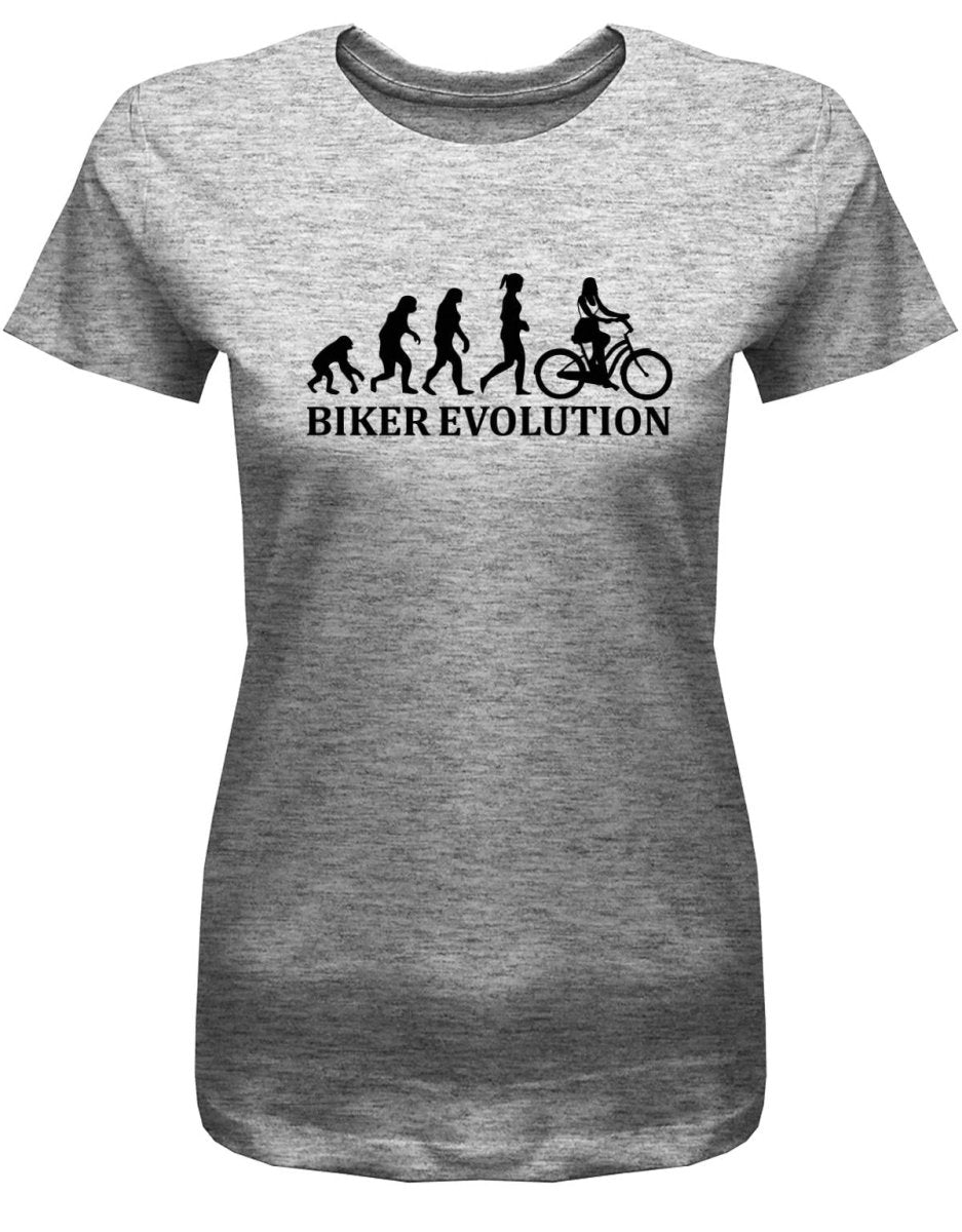 Biker Evolution - Fahrradfahrerin - Damen T-Shirt - T-Shirt bedrucken mit lustigen Sprüchen bei - myShirtStore