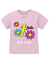 Blümchen 1 Jahr personalisiert mit Name - Erster Geburtstag - Baby Shirt - T-Shirt bedrucken mit lustigen Sprüchen bei - myShirtStore