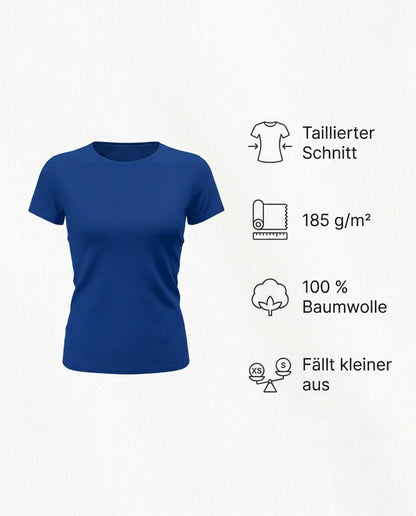 Damen Basic T-Shirt mit tailliertem Schnitt, 185 g pro Quadratmeter und Baumwollmaterial