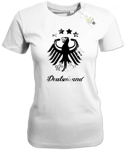 Deutschland Adler 4 Sterne - Vintage Look - Damen T-Shirt - T-Shirt bedrucken mit lustigen Sprüchen bei - myShirtStore