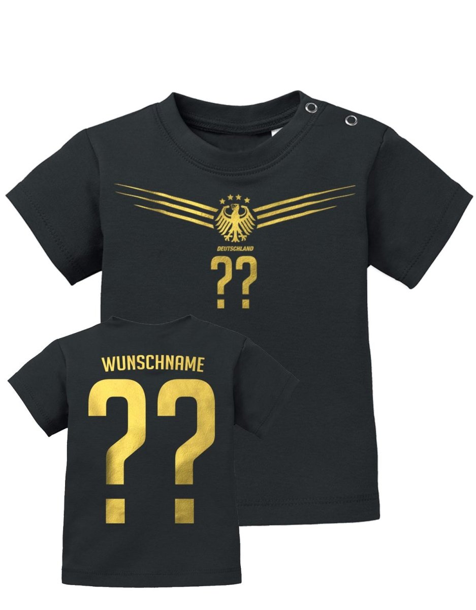 Deutschland Flügel Deluxe Gold - EM WM - Wunschnummer und Namen BabyT-Shirt - T-Shirt bedrucken mit lustigen Sprüchen bei - myShirtStore