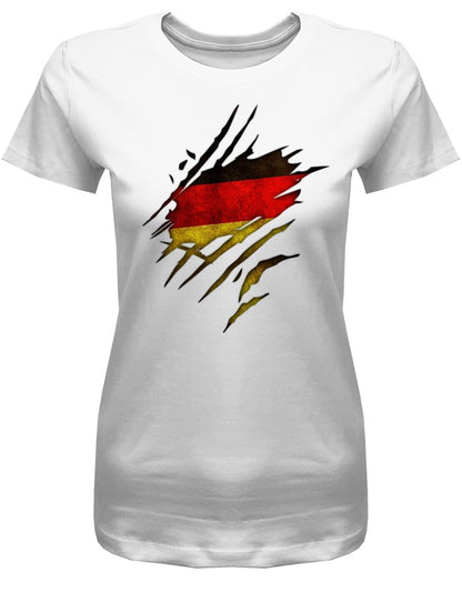 Deutschland Shirt aufgerissen - WM EM - Fan - Damen T-Shirt - T-Shirt bedrucken mit lustigen Sprüchen bei - myShirtStore