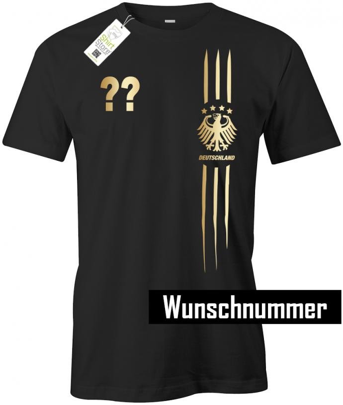 Deutschland Stripes lang - Wunschname und Wunschnummer - Herren T-Shirt - T-Shirt bedrucken mit lustigen Sprüchen bei - myShirtStore