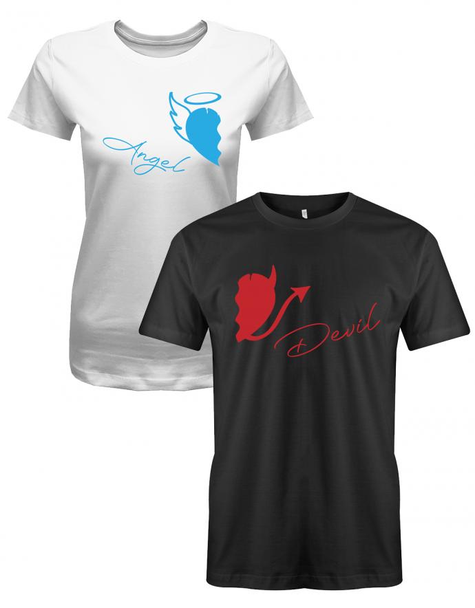 Devil Angel - Teufel Engel - Couple Partner - Herren T-Shirt - T-Shirt bedrucken mit lustigen Sprüchen bei - myShirtStore