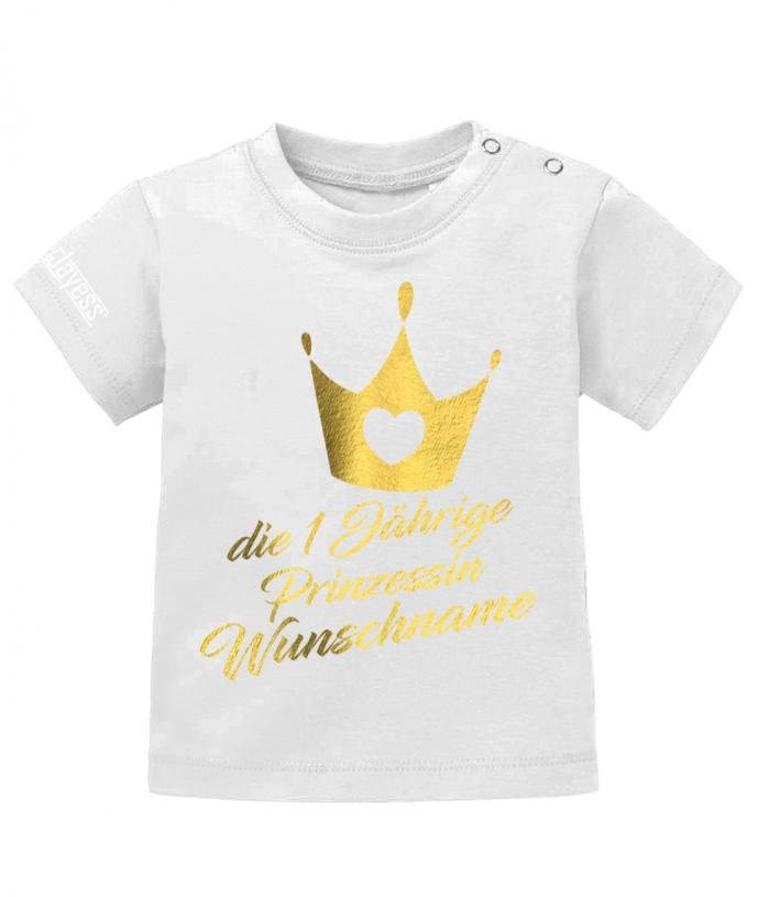 Die einjährige Prinzessin - 1 - personalisiert mit Name - Mädchen - Baby Shirt - T-Shirt bedrucken mit lustigen Sprüchen bei - myShirtStore