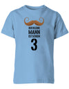 Dieser kleine Mann ist schon 3 Schnurrbart - Kinder T-Shirt - T-Shirt bedrucken mit lustigen Sprüchen bei - myShirtStore