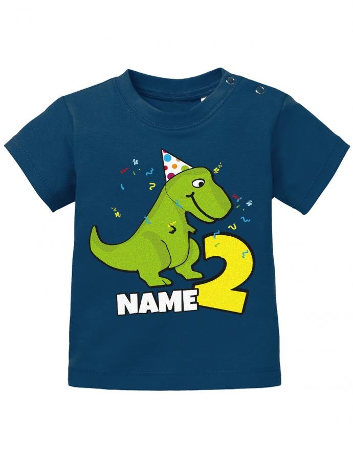 Dino mit Wunschname 2 Geburtstag - Geburtstag Shirt 2 Baby T-Shirt - T-Shirt bedrucken mit lustigen Sprüchen bei - myShirtStore