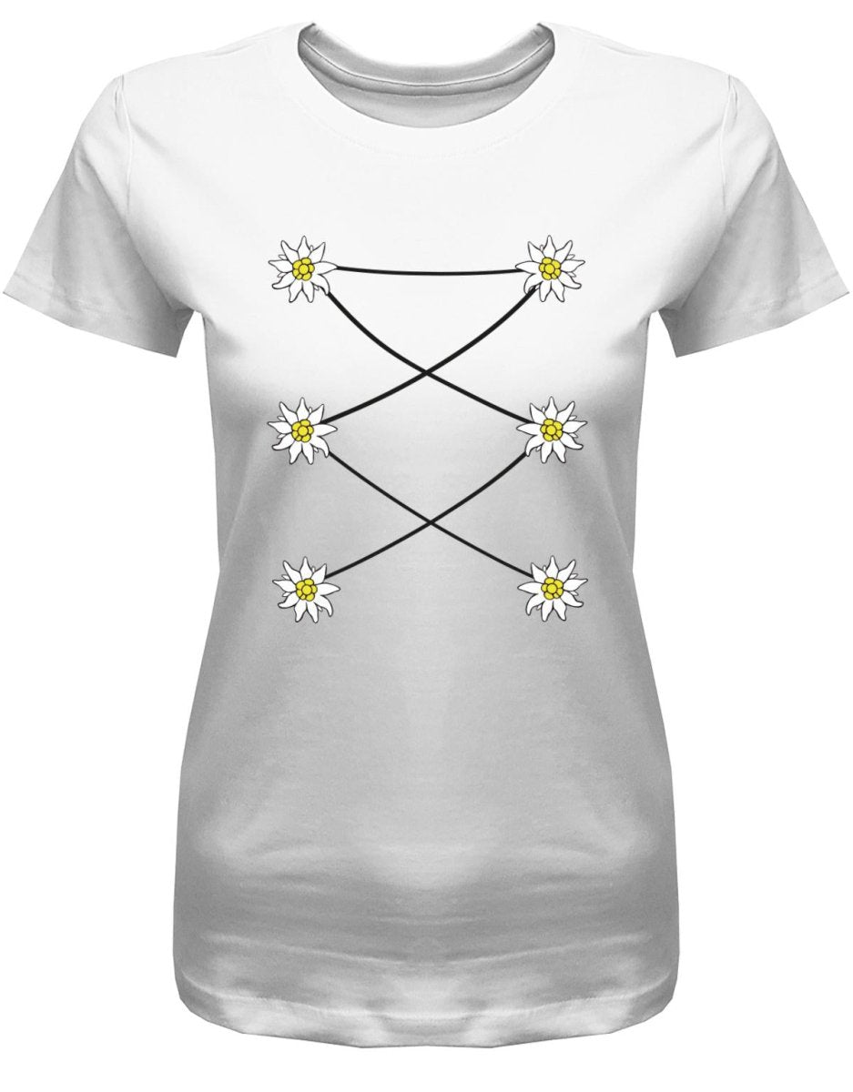 Dirndl Korsett Edelweiss - Wiesn Trachten Oktober - Volksfest - Damen T-Shirt - T-Shirt bedrucken mit lustigen Sprüchen bei - myShirtStore