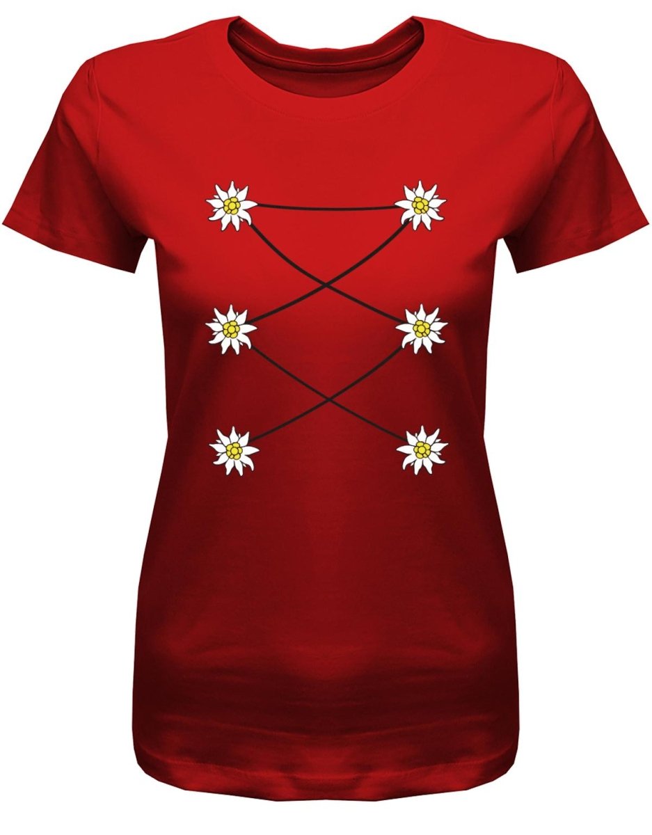 Dirndl Korsett Edelweiss - Wiesn Trachten Oktober - Volksfest - Damen T-Shirt - T-Shirt bedrucken mit lustigen Sprüchen bei - myShirtStore