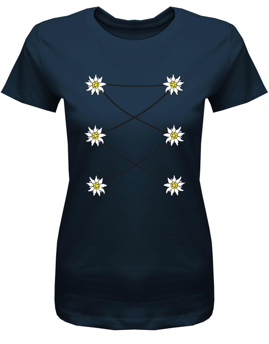 Dirndl Korsett Edelweiss - Wiesn Trachten Oktober - Volksfest - Damen T-Shirt - T-Shirt bedrucken mit lustigen Sprüchen bei - myShirtStore