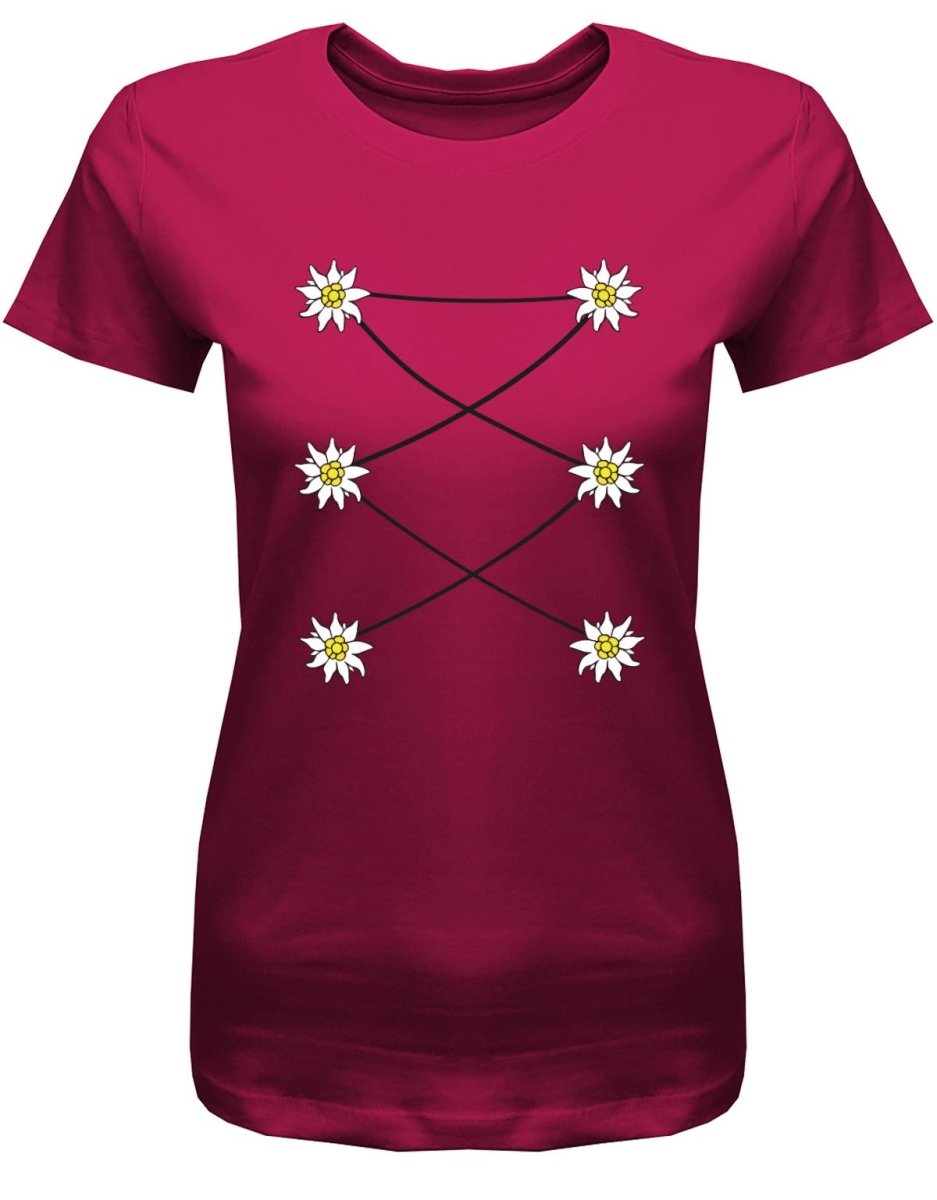 Dirndl Korsett Edelweiss - Wiesn Trachten Oktober - Volksfest - Damen T-Shirt - T-Shirt bedrucken mit lustigen Sprüchen bei - myShirtStore