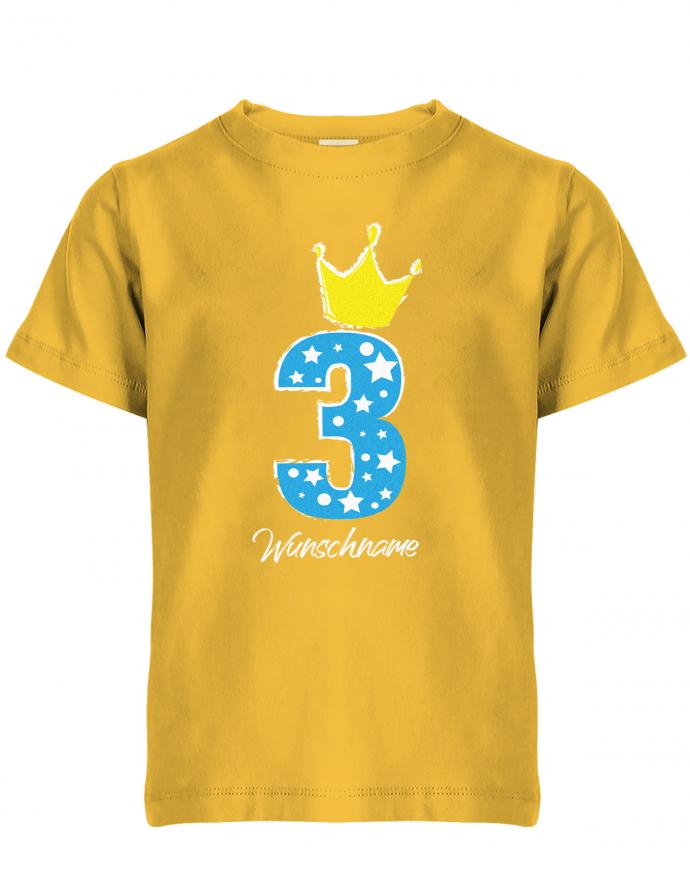 Drei 3 Geburtstag Krone Sterne mit Wunschname Junge - Kinder T-Shirt - T-Shirt bedrucken mit lustigen Sprüchen bei - myShirtStore