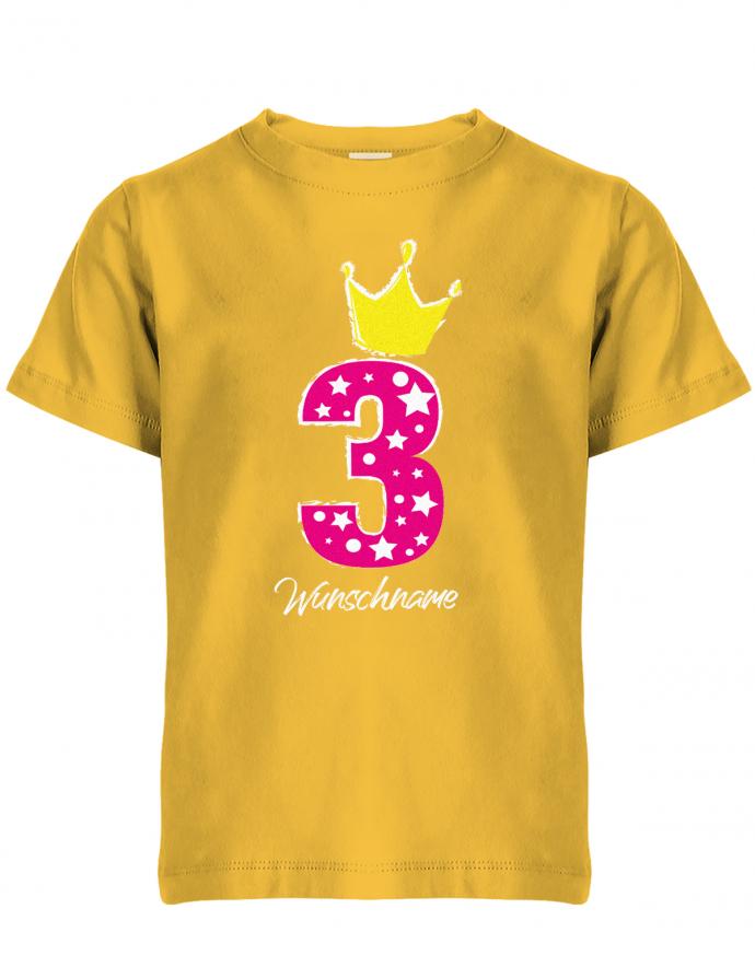 Drei 3 Geburtstag Krone Sterne mit Wunschname Mädchen - Kinder T Shirt - T-Shirt bedrucken mit lustigen Sprüchen bei - myShirtStore