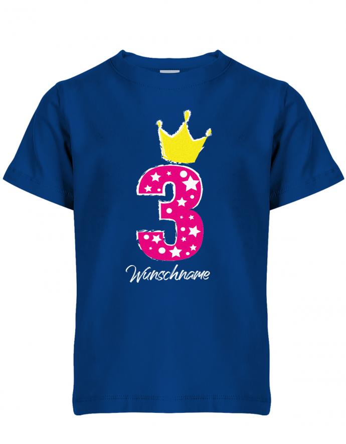 Drei 3 Geburtstag Krone Sterne mit Wunschname Mädchen - Kinder T Shirt - T-Shirt bedrucken mit lustigen Sprüchen bei - myShirtStore