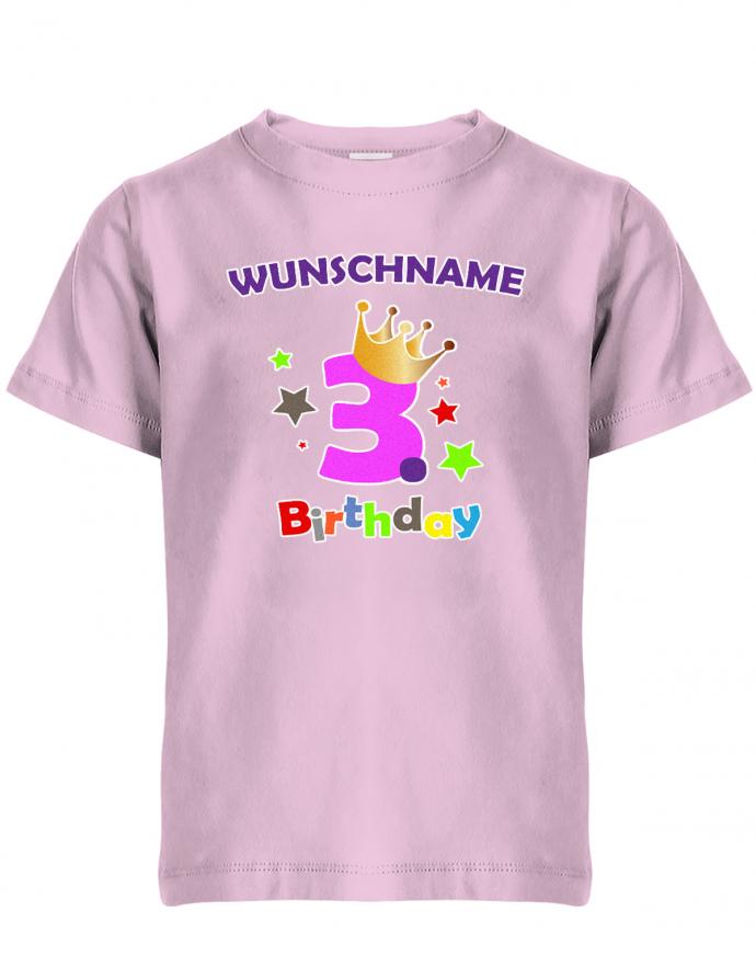 Dritter 3 Birthday mit Wunschname Mädchen - Kinder T-Shirt - T-Shirt bedrucken mit lustigen Sprüchen bei - myShirtStore