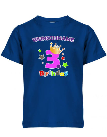 Dritter 3 Birthday mit Wunschname Mädchen - Kinder T-Shirt - T-Shirt bedrucken mit lustigen Sprüchen bei - myShirtStore