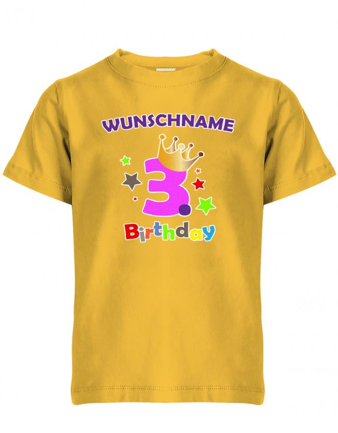 Dritter 3 Birthday mit Wunschname Mädchen - Kinder T-Shirt - T-Shirt bedrucken mit lustigen Sprüchen bei - myShirtStore