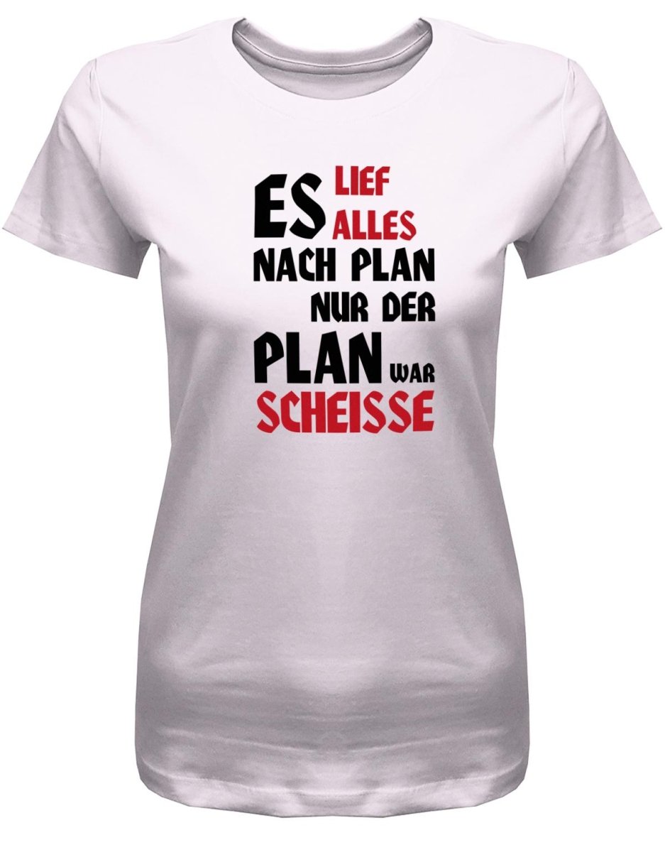 Es lief alles nach Plan doch der Plan war Scheisse - Fun - Damen T-Shirt - T-Shirt bedrucken mit lustigen Sprüchen bei - myShirtStore