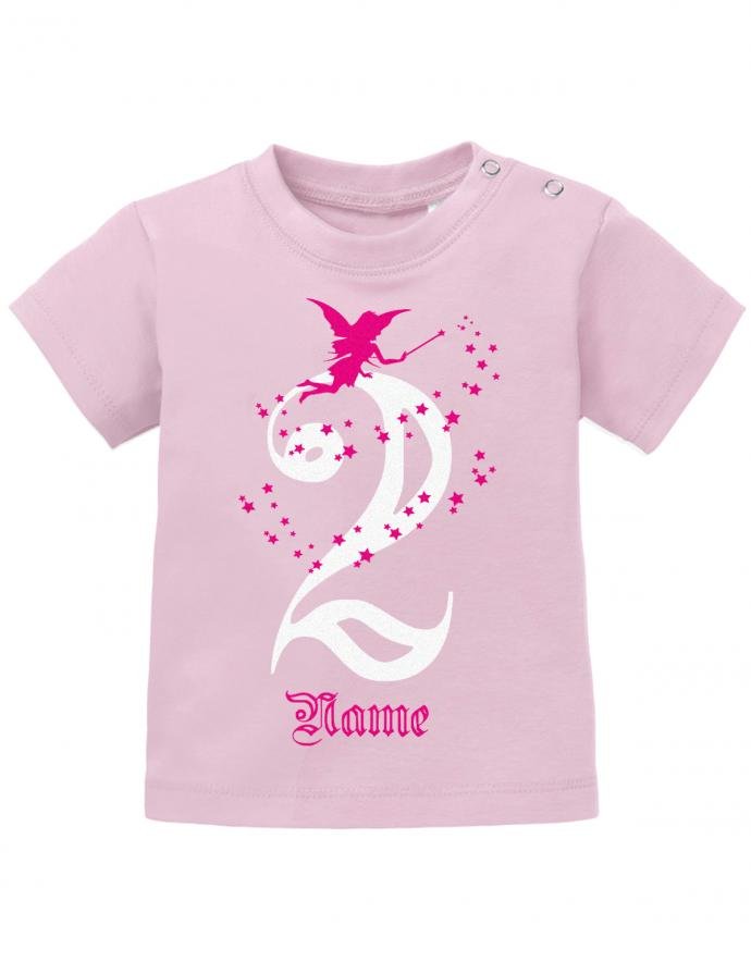 Feen Glitzer 2 Jahre mit Wunschname - Baby T-Shirt - T-Shirt bedrucken mit lustigen Sprüchen bei - myShirtStore