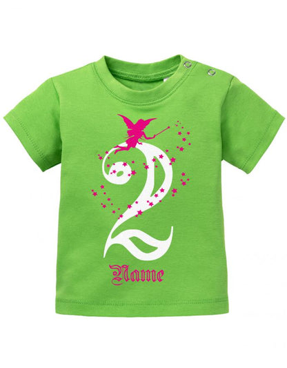 Feen Glitzer 2 Jahre mit Wunschname - Baby T-Shirt - T-Shirt bedrucken mit lustigen Sprüchen bei - myShirtStore