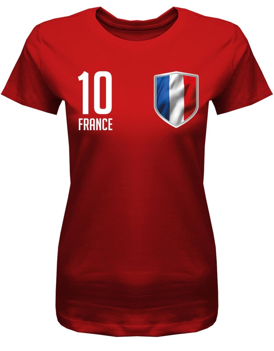 France 10 Wappen - Frankreich - EM WM - Fan - Damen T-Shirt - T-Shirt bedrucken mit lustigen Sprüchen bei - myShirtStore