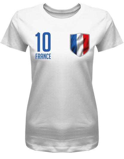 France 10 Wappen - Frankreich - EM WM - Fan - Damen T-Shirt - T-Shirt bedrucken mit lustigen Sprüchen bei - myShirtStore