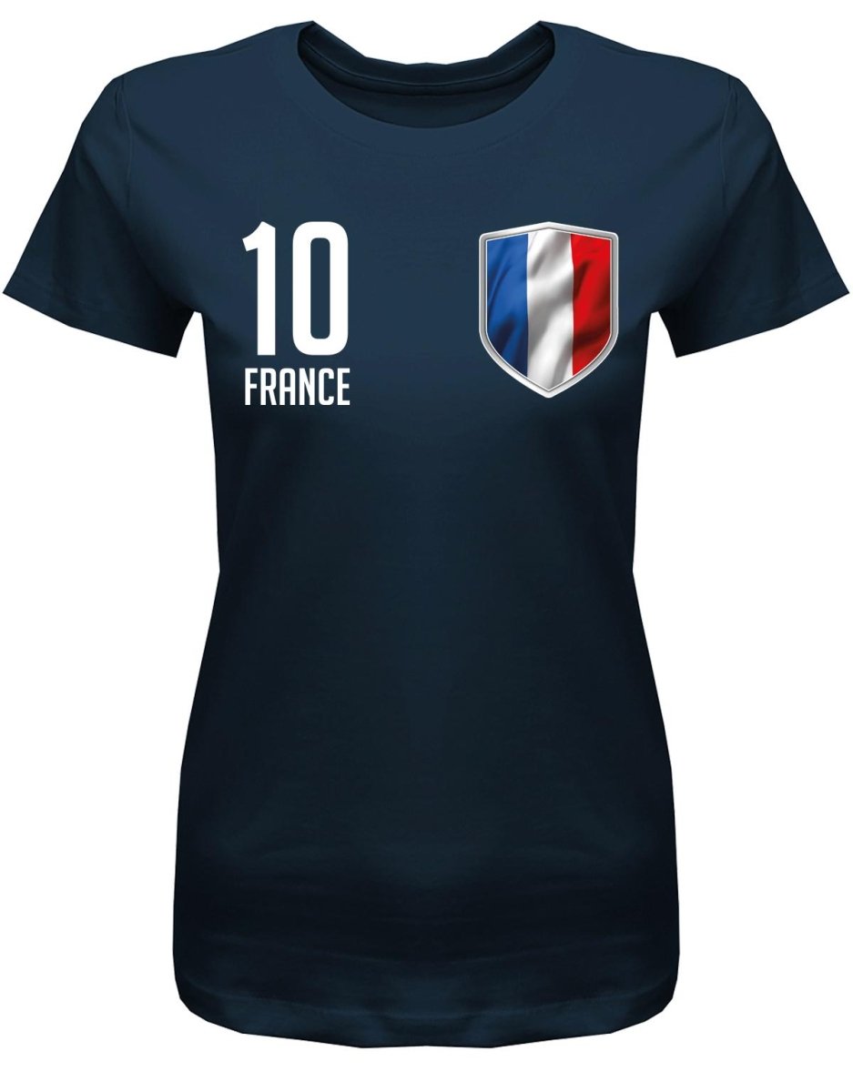 France 10 Wappen - Frankreich - EM WM - Fan - Damen T-Shirt - T-Shirt bedrucken mit lustigen Sprüchen bei - myShirtStore