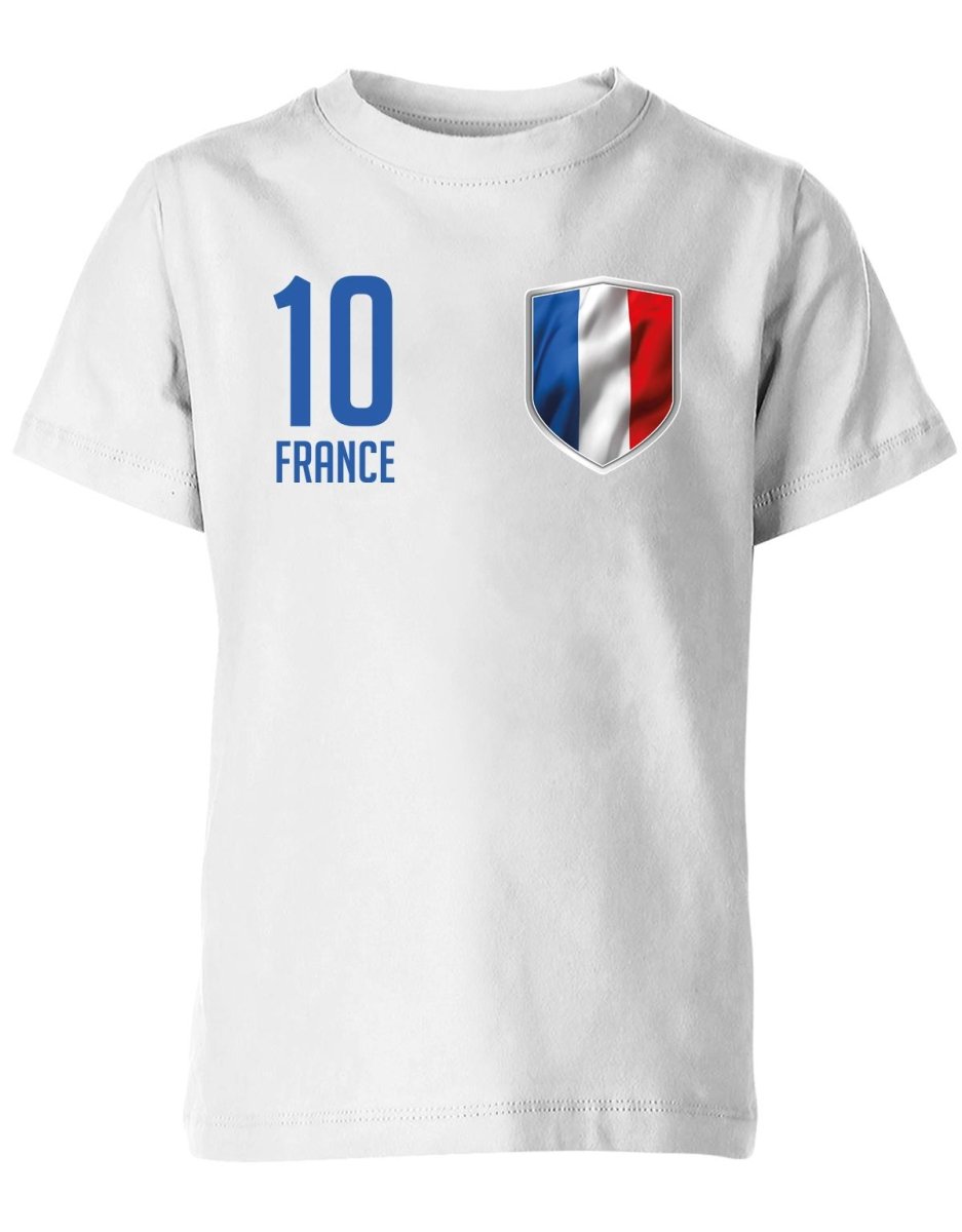 France 10 Wappen - Frankreich Fan - EM WM - Kinder T-Shirt - T-Shirt bedrucken mit lustigen Sprüchen bei - myShirtStore