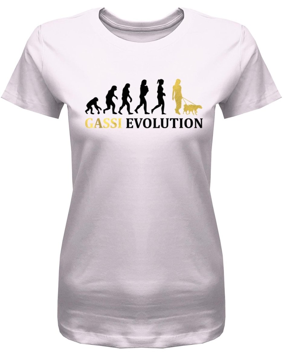 Gassi Evolution - Tierliebhaber - Hundebesitzer - Damen T-Shirt - T-Shirt bedrucken mit lustigen Sprüchen bei - myShirtStore